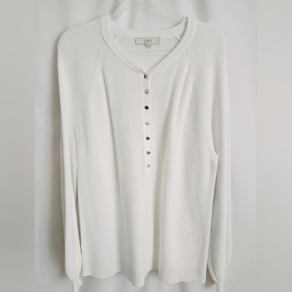 LOFT White V-Neck Sweater